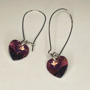Elegant Heart-Shaped Purple Earrings